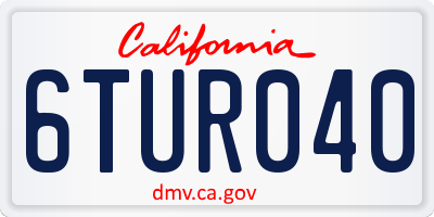CA license plate 6TUR040