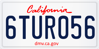 CA license plate 6TUR056