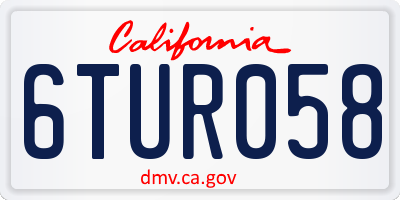 CA license plate 6TUR058