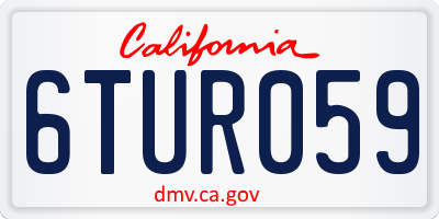 CA license plate 6TUR059