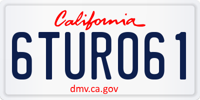 CA license plate 6TUR061