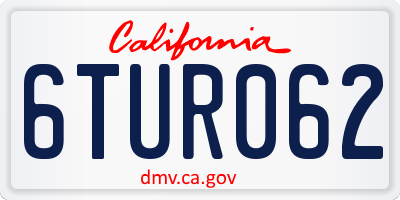 CA license plate 6TUR062