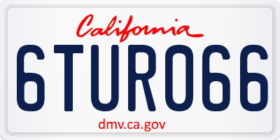 CA license plate 6TUR066