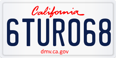 CA license plate 6TUR068