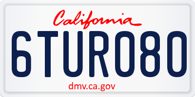 CA license plate 6TUR080