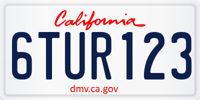 CA license plate 6TUR123