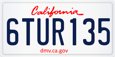 CA license plate 6TUR135