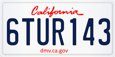 CA license plate 6TUR143