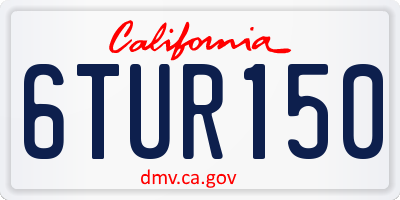 CA license plate 6TUR150
