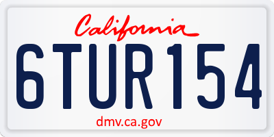CA license plate 6TUR154