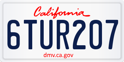 CA license plate 6TUR207