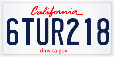 CA license plate 6TUR218