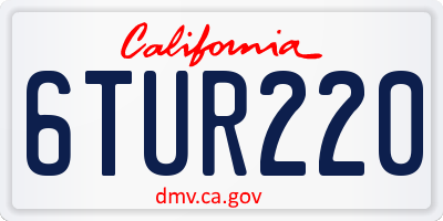 CA license plate 6TUR220