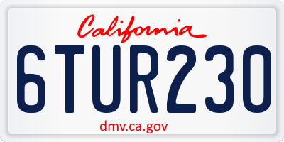 CA license plate 6TUR230
