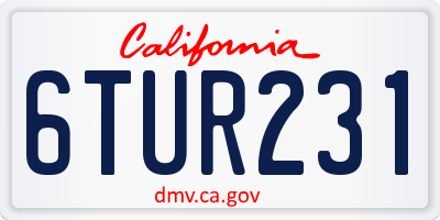 CA license plate 6TUR231