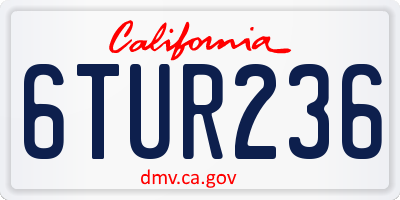 CA license plate 6TUR236