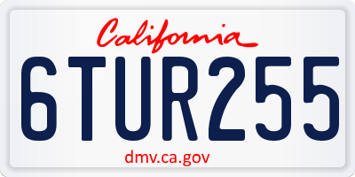 CA license plate 6TUR255
