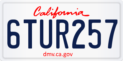 CA license plate 6TUR257