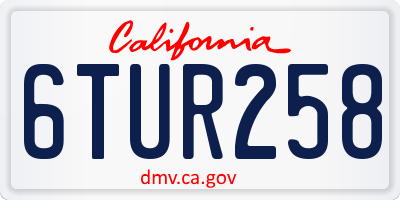 CA license plate 6TUR258