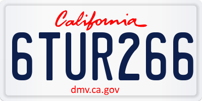 CA license plate 6TUR266
