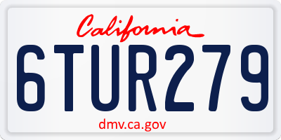 CA license plate 6TUR279