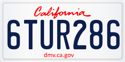 CA license plate 6TUR286