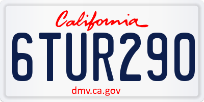 CA license plate 6TUR290