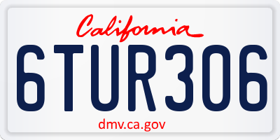 CA license plate 6TUR306