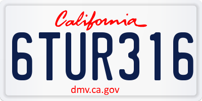 CA license plate 6TUR316