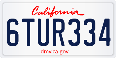 CA license plate 6TUR334