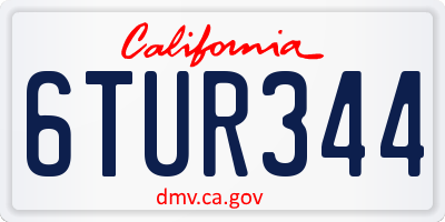 CA license plate 6TUR344