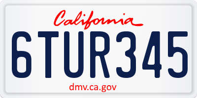 CA license plate 6TUR345