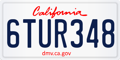 CA license plate 6TUR348