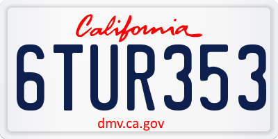 CA license plate 6TUR353