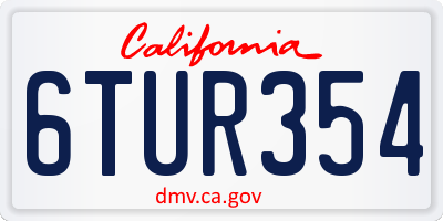 CA license plate 6TUR354
