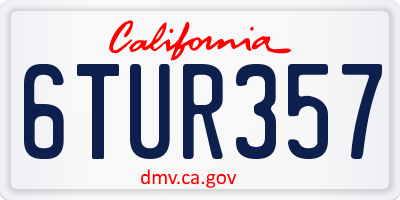 CA license plate 6TUR357