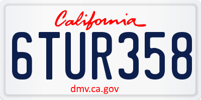 CA license plate 6TUR358