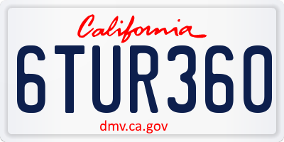 CA license plate 6TUR360