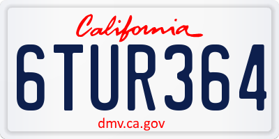 CA license plate 6TUR364