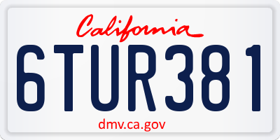 CA license plate 6TUR381