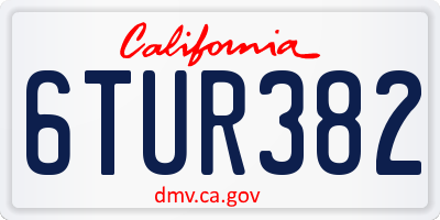 CA license plate 6TUR382