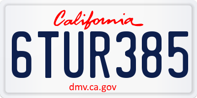 CA license plate 6TUR385