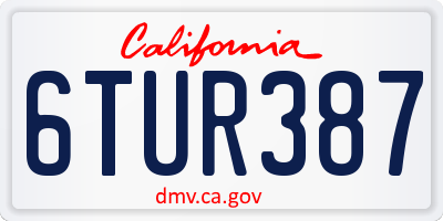 CA license plate 6TUR387