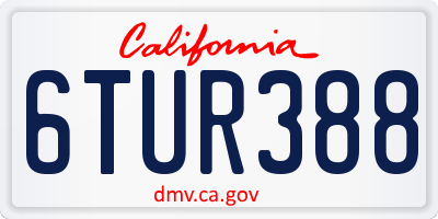 CA license plate 6TUR388