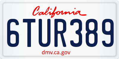 CA license plate 6TUR389