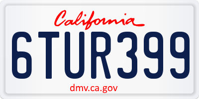 CA license plate 6TUR399