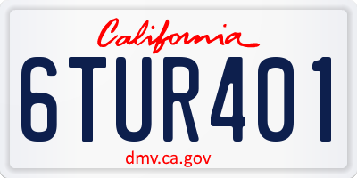 CA license plate 6TUR401