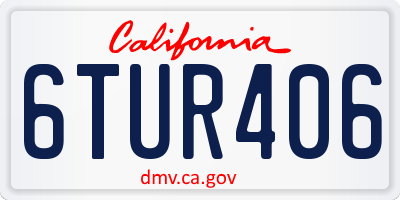 CA license plate 6TUR406