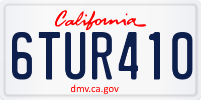 CA license plate 6TUR410