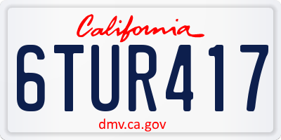 CA license plate 6TUR417